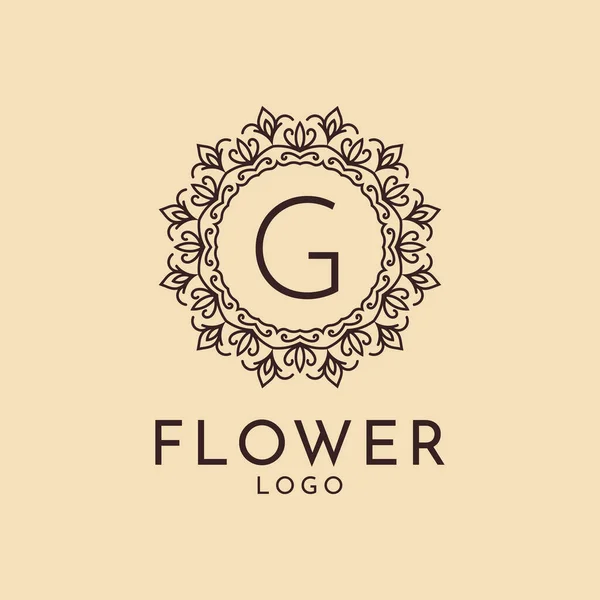 サロン ホテル フェミニンなブランドのための手紙G花サークル装飾 — ストックベクタ