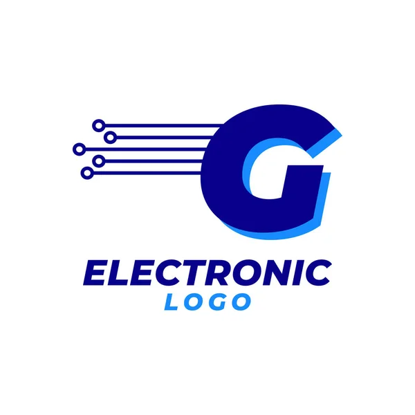 Letter Met Elektronische Schakeling Decoratie Eerste Vector Logo Design Element — Stockvector