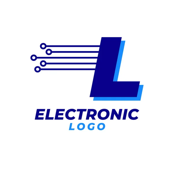 電子回路装飾付き文字L初期ベクトルロゴデザイン要素 — ストックベクタ