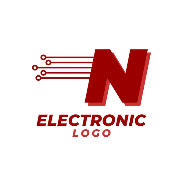 Lettre Avec Décoration Circuit Électronique Élément Conception Logo Vectoriel Initial — Image vectorielle