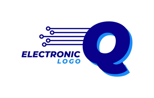 電子回路装飾付き文字Q初期ベクトルロゴデザイン要素 — ストックベクタ