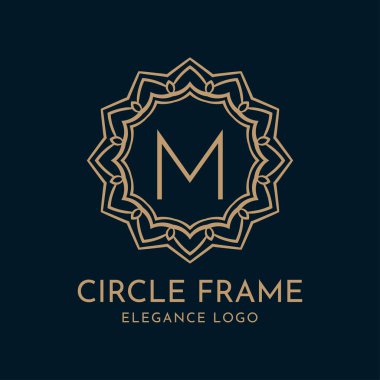 letter M circle frame elegance vector logo design