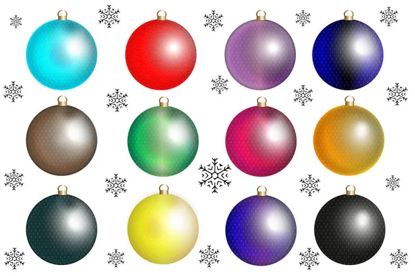 Zestaw Świąteczne Kulki Dekoracje Świąteczne Aby Ilustracje Świąt Bożego Narodzenia — Wektor stockowy