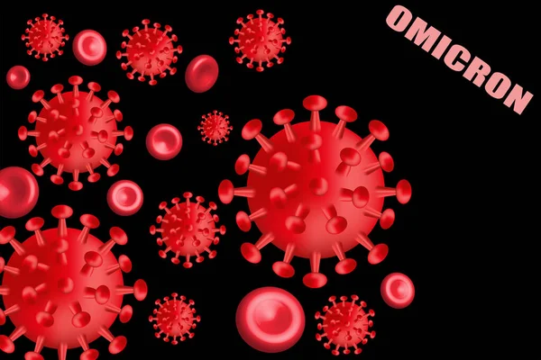 Variante Covid 529 Omicron Coronavirus Fondo Nero — Vettoriale Stock