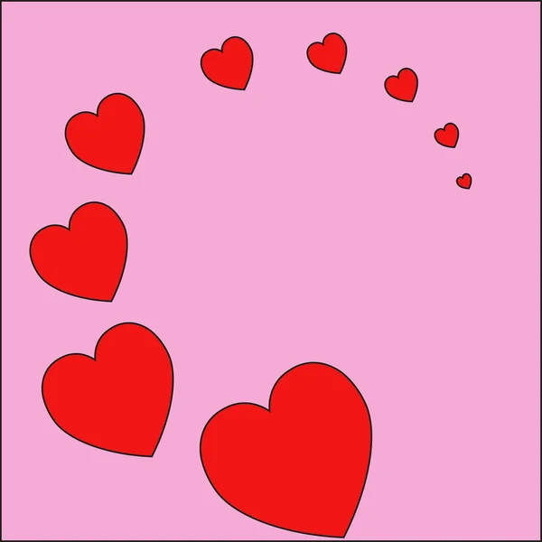 粉色背景的一组彩色螺旋形心脏 — 图库矢量图片