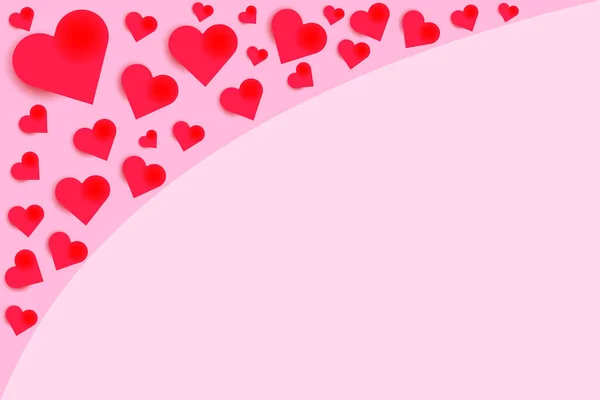 粉色背景 情人节 装饰着粉色的心 — 图库矢量图片