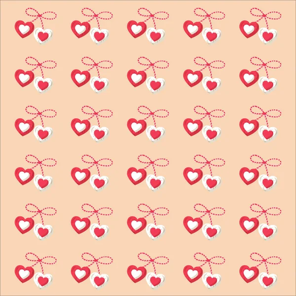 狒狒节庆的模式 红白相间的心形 — 图库矢量图片