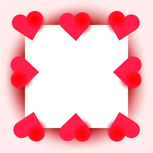 Čtvercový Rám Růžovém Pozadí Obklopený Srdcem Valentýna Páry — Stockový vektor