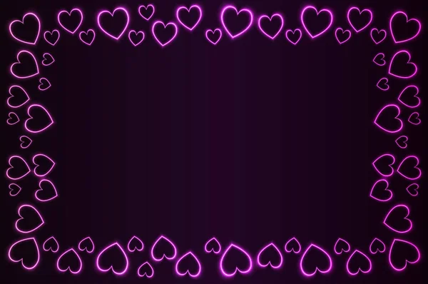 Süslemeler ve tebrikler için özel neon kalpler çerçevesi.