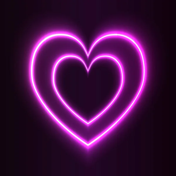Neonové Srdce Černém Pozadí Ideální Pro Dekorace — Stockový vektor