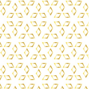 Beyaz arkaplanda altın eşkenar dörtgen deseni