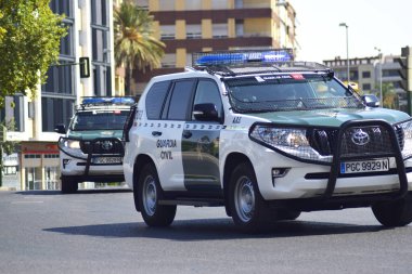 Cordoba, Spain: 08-26-2021, Two vehicles of the civil guard circulating around the city