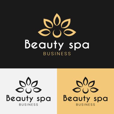 Güzellik Logosu Tasarım Şablonu için Soyut Çiçek Yaprakları. Minimalist Lotus Çiçeği Sembolü. Kozmetik Dermatoloji için uygundur Güzellik Medi Spa Tıp Merkezi Markası.
