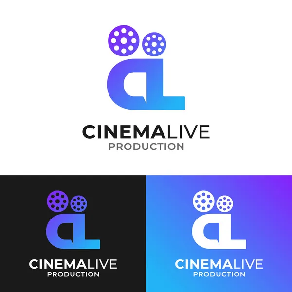 Brev Initial Med Kamerarulle För Cinema Live Logo Design Mall — Stock vektor