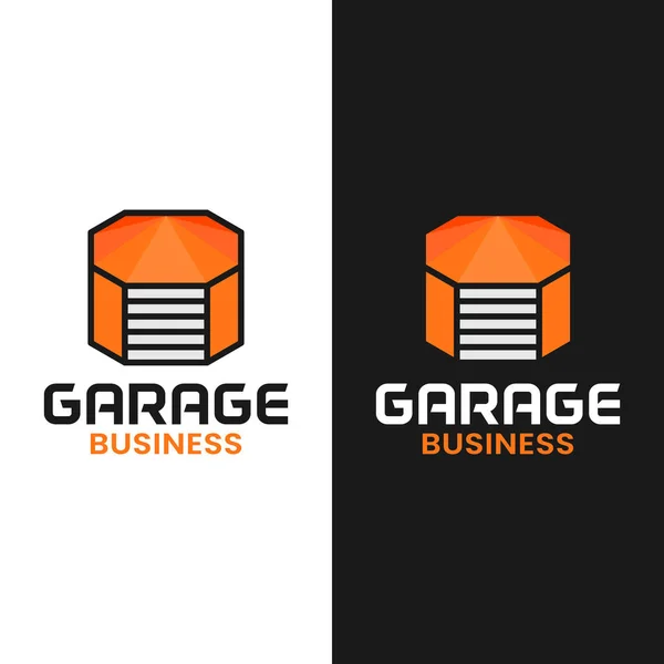 Orange Garage Octagon Shape Logo Design Template Suitable Garage Shop — Stock Vector