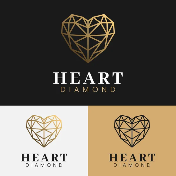 Luxury Heart Diamond Glass Линейном Дизайне Heart Glass Gemstone Crystal — стоковый вектор