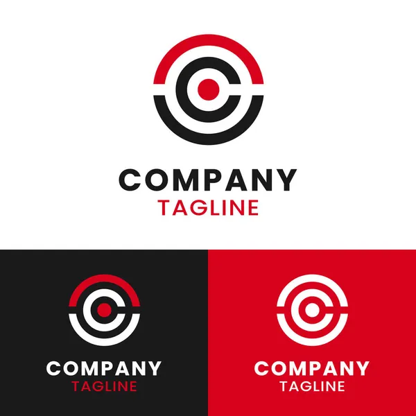 Carta Inicial Red Black Circle Logo Design Template Adequado Para — Vetor de Stock
