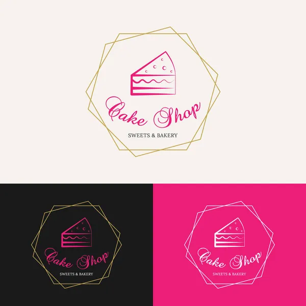 Beauty Cake Shop Badge Stamp Logo Design Template Geeignet Für — Stockvektor