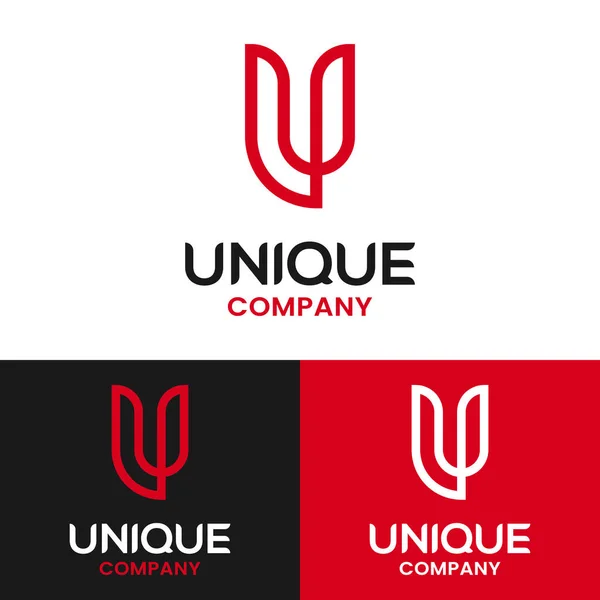 字母表首字母U独特标志设计模板 适用于一般时尚体育公司企业服装品牌简单现代线条标志设计 — 图库矢量图片
