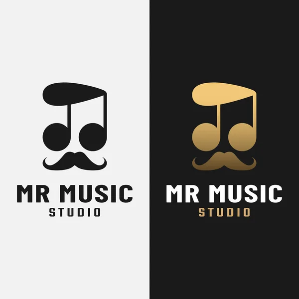 Note Musicali Baffi Music Logo Design Template Questo Logo Rappresenta — Vettoriale Stock