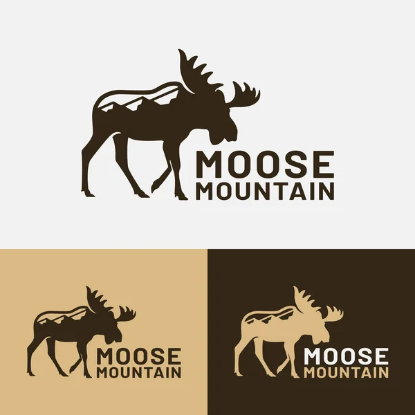 Elch Elch Deer Bull Mountain Logo Design Template Geeignet Für — Stockvektor