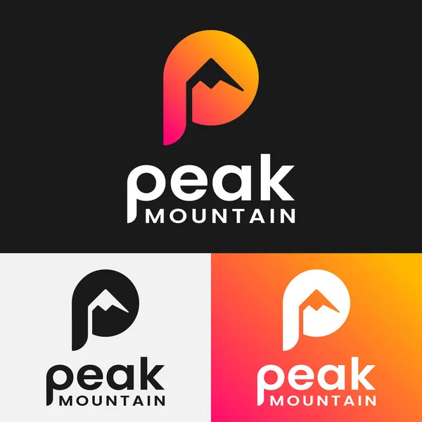 Buchstabe Anfangsbuchstabe Mit Peak Mountain Hill Für Abenteuer Outdoor Wandern — Stockvektor