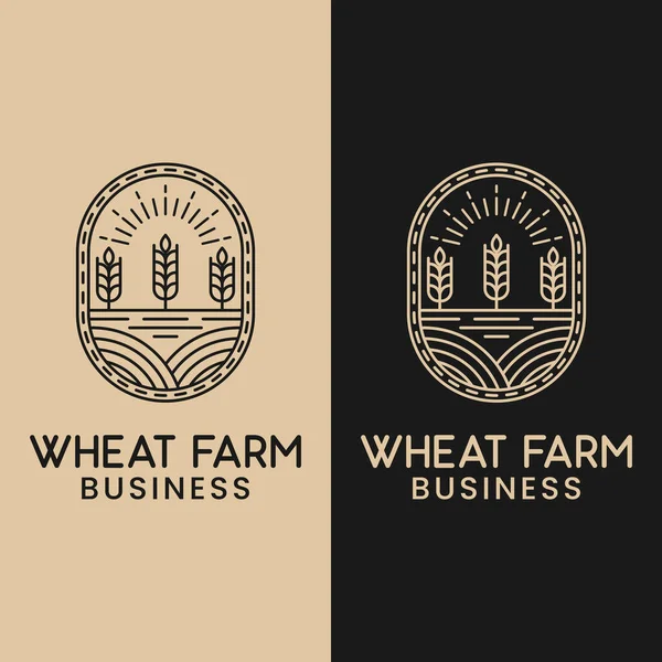 Wheat Rice Grain Farm Land Agriculture Linear Line Outline Luxury — Stock Vector