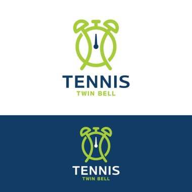 Tenis Zamanı İkiz Çan Logosu Tasarım Şablonu. Basit Modern Hat Logosu Tasarımı ile Tenis Topları Planlama Yarışması Şampiyonası veya Tenis İşletmeleri Markası Uygulaması