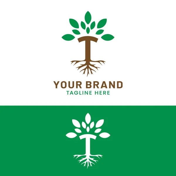 Letra Inicial Tree Logo Design Template Adecuado Para Negocios Plantas — Archivo Imágenes Vectoriales