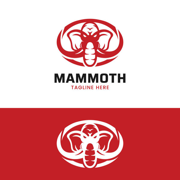 Red Mammoth Elephant Head Logo Design Template. Suitable for Fashion Clothing Apparel Sport Finance Management Business Car Vehicle Brand Company Shop Logo Design.