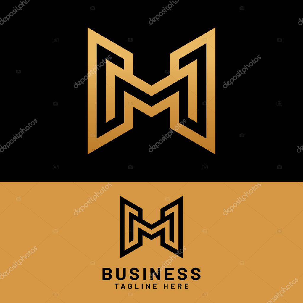 M H MH HM Letter Monogram Initial Logo Design Template. Suitable for General Sports Fitness Finance Construction Company Business Corporate Shop Apparel in Simple Modern Style Logo Design.
