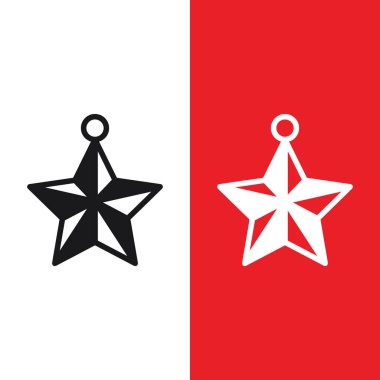 Noel Xmas Yıldızı Süs Vektörü simgesi. Noel ağacına asılacak yıldız süsleri. Uygulamalar, web sitesi, logo için vektör illüstrasyon simgesi kullanılabilir