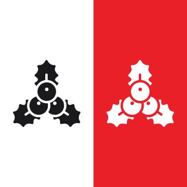 Noel Xmas Berry Vector sembolü. Glyph stili. Küçük kırmızı böğürtlenler Noel dekorasyonunun bir parçasıdır. Uygulamalar, web siteleri veya logonun bir parçası için kullanılabilen vektör illüstrasyon simgesi