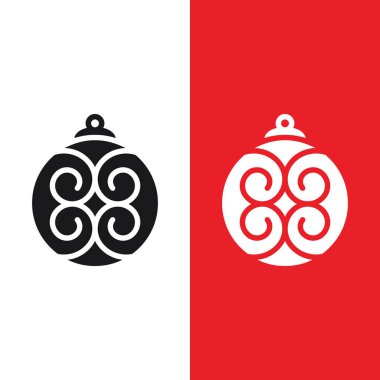 Noel Xmas süs topu ikonu. Glyph tarzında. Motifli dekoratif toplar bir Noel ağacı süsüdür. Uygulamalar, web siteleri veya logolar için kullanılabilecek simgelerin vektör illüstrasyonu
