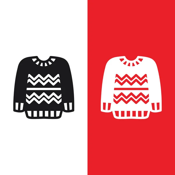 Christmas Xmas Sweater Vector Icon Glyph Style Sweater Made Wool — Stock Vector