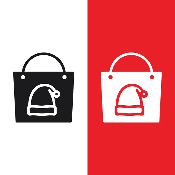 Christmas Xmas Shopping Bag Vector Icon Glyph Style Bag Santa — ストックベクタ
