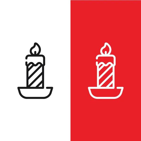 Christmas Xmas Candle Vector icon in Outline Style. Candles are brightly lit at Christmas when Christians worship. Vector illustration icon that can be used for apps, websites, or part of a logo