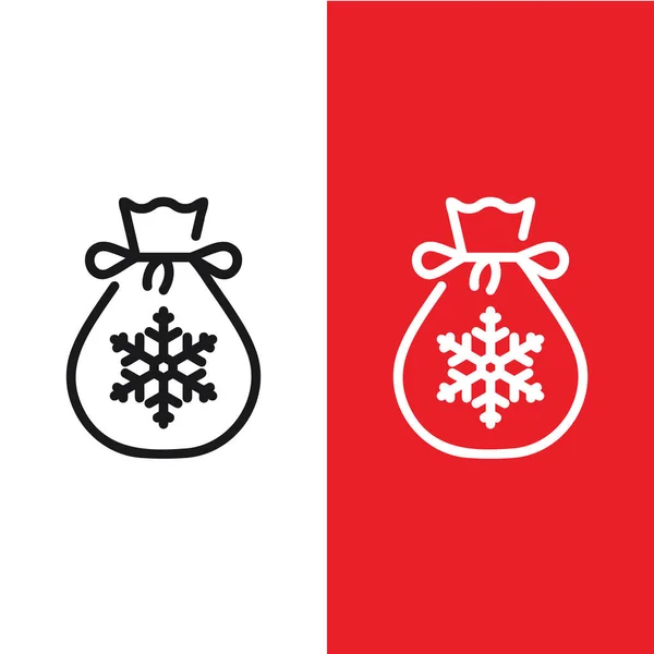 Christmas Xmas Santa Sack Vector Icon Outline Style Santa Claus — Stock Vector