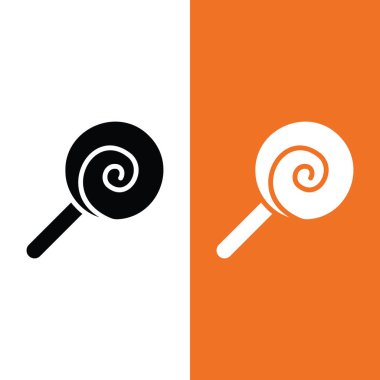 Lollipop Vector Icon in Glyph Style. A Lollipop is a type of sugar candy mounted on a stick. Vector illustration icon can be used for an app, website, or part of a logo.