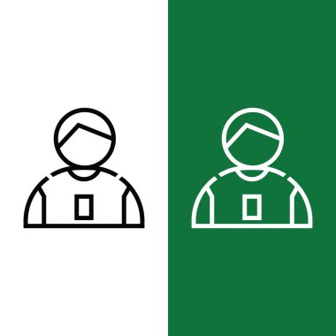 Football or Soccer Player Vector icon in Outline Style. The soccer player icon is a symbol of user or avatar account. Vector illustration icons can be used for apps, websites, or part of logo.