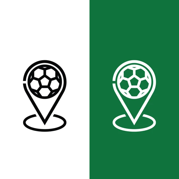 Football Soccer Location Pin Icon Outline Style Pin Soccer Ball — Wektor stockowy