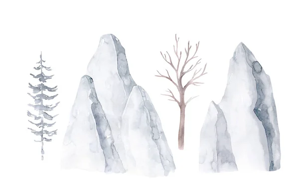 Winter Arctic Landscape Set Creator Iceberg Ice Set Mountains Fur — ストック写真