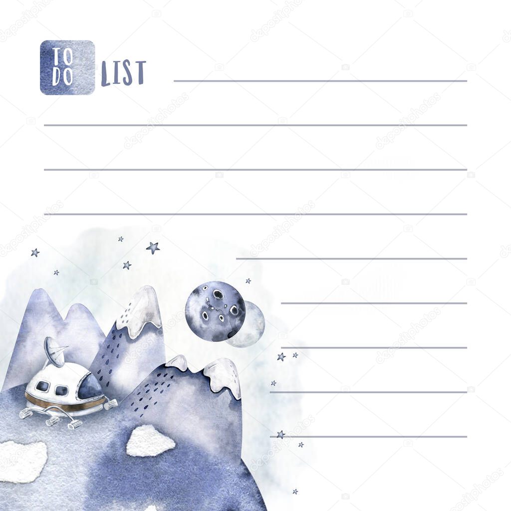 Astronaut baby boy girl elephant, fox cat and bunny, space suit, cosmonaut stars, planet, moon, rocket and shuttle isolated watercolor space ship illustration on white background, Spaceman cartoon kid astronout. universe illustration nursery.