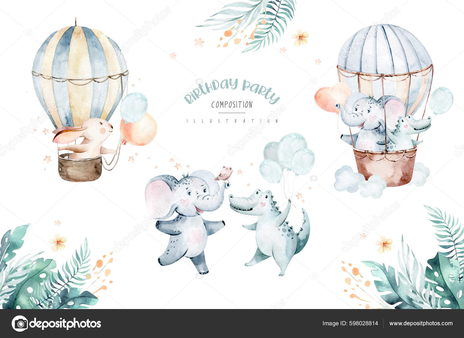 Illustration Aquarelle Ensemble De Cliparts De Pépinière Pour Bébé Fille