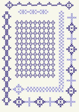 Yeni başlayanlar için basit çapraz dikiş dizileri tekrarlanır. Dijital çizim. Çerçeve. Yaratıcılık nakış işi için örnek örnekleri. Paneller, hediyelik eşyalar, hediyeler. Eski model.  