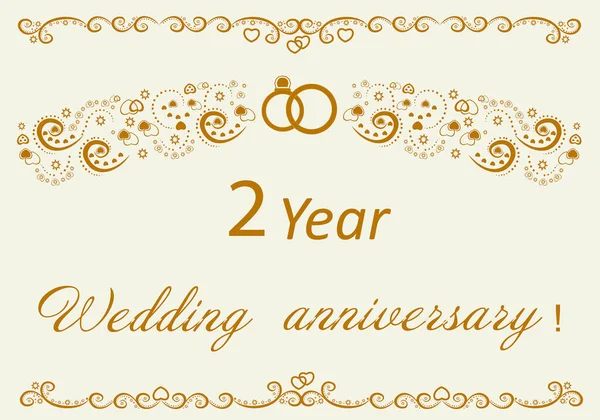 Wedding Anniversary Invitation Year Original Beautiful Illustration Golden Pattern Paper — Stock Vector