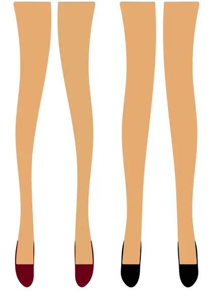Beautiful Long Legs Young Girls Shoes Pair Straight Legs Pair — Stock Vector