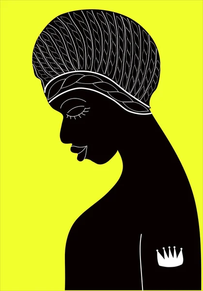 Silhouette Noire Une Jeune Femme Africaine Princesse — Image vectorielle