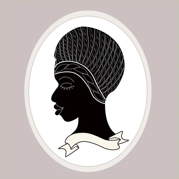 Silhouette Noire Une Jeune Femme Africaine Princesse Peau Foncée Utilisation — Image vectorielle