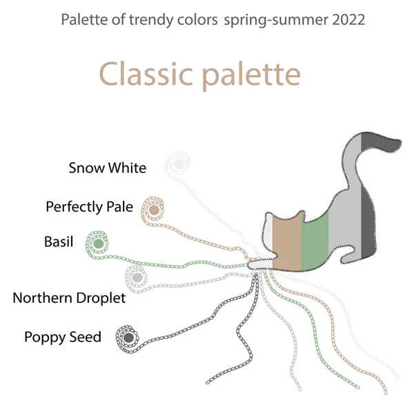 Silhouette Cat Palette Fashionable Shades Spring Summer 2022 Colored Horizontal — Vector de stock